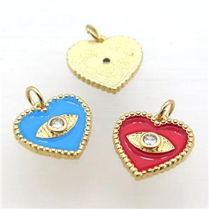 copper Heart connector pave zircon, mix Enameling, gold plated, approx 16mm [FN10819]