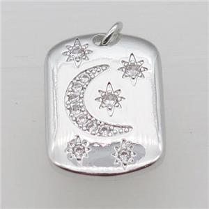 copper moon pendant pave zircon, platinum plated, approx 16-24mm [FN10820]