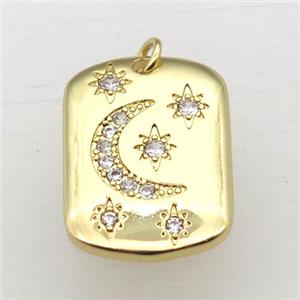 copper moon pendant pave zircon, gold plated, approx 16-24mm [FN10821]