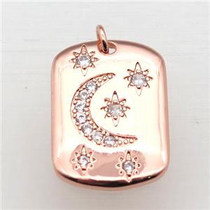 copper moon pendant pave zircon, rose gold, approx 16-24mm [FN10822]