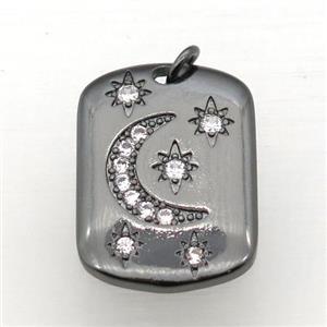 copper moon pendant pave zircon, black plated, approx 16-24mm [FN10823]