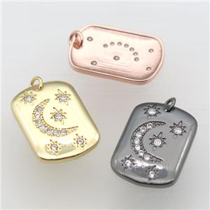 copper moon pendant pave zircon, mixed color, approx 16-24mm [FN10824]