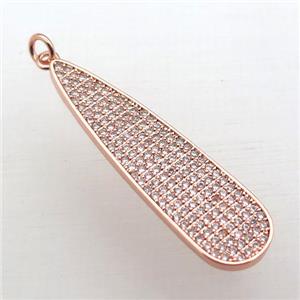 copper teardrop pendant pave zircon, rose gold, approx 10-40mm [FN10861]