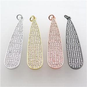 copper teardrop pendant pave zircon, mixed color, approx 10-40mm [FN10863]