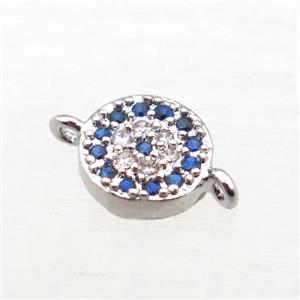 copper circle connector pave zircon, platinum plated, approx 6mm dia [FN10864]