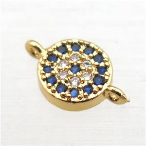 copper circle connector pave zircon, gold plated, approx 6mm dia [FN10865]