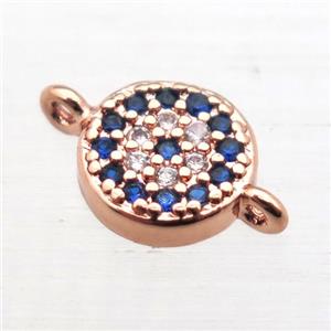 copper circle connector pave zircon, rose gold, approx 6mm dia [FN10866]