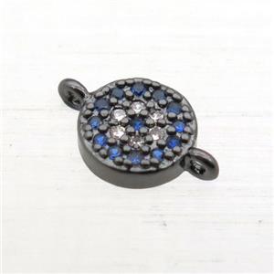 copper circle connector pave zircon, black plated, approx 6mm dia [FN10867]