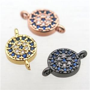 copper circle connector pave zircon, mixed color, approx 6mm dia [FN10868]