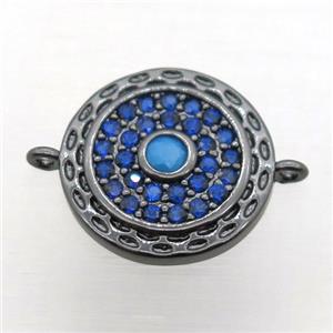 copper circle pendant pave zircon, black plated, approx 15mm dia [FN10880]