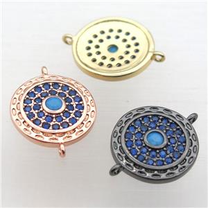 copper circle pendant pave zircon, mixed color, approx 15mm dia [FN10881]