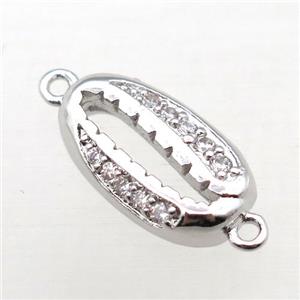 copper connector pave zircon, platinum plated, approx 8-16mm [FN10883]