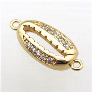 copper connector pave zircon, gold plated, approx 8-16mm [FN10884]
