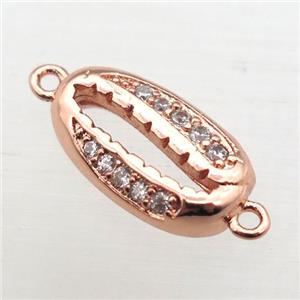 copper connector pave zircon, rose gold, approx 8-16mm [FN10885]