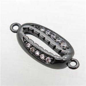 copper connector pave zircon, black plated, approx 8-16mm [FN10886]