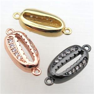 copper connector pave zircon, mixed color, approx 8-16mm [FN10887]