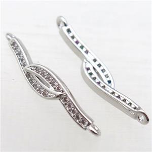 copper connector pave zircon, platinum plated, approx 5-25mm [FN10888]