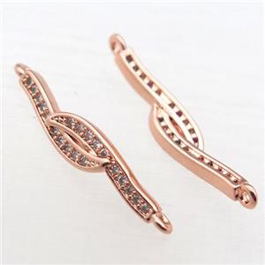 copper connector pave zircon, rose gold, approx 5-25mm [FN10889]