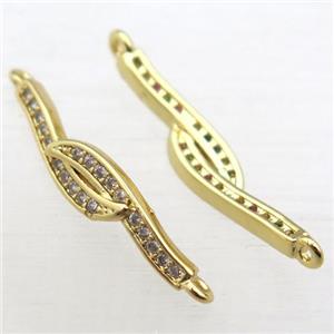 copper connector pave zircon, gold plated, approx 5-25mm [FN10890]