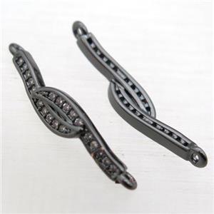 copper connector pave zircon, black plated, approx 5-25mm [FN10891]