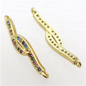 copper connector pave zircon, gold plated, approx 5-25mm [FN10893]
