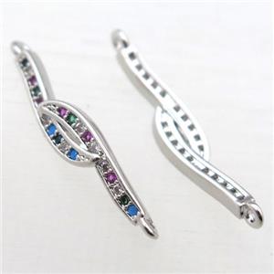 copper connector pave zircon, platinum plated, approx 5-25mm [FN10894]