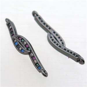 copper connector pave zircon, black plated, approx 5-25mm [FN10896]