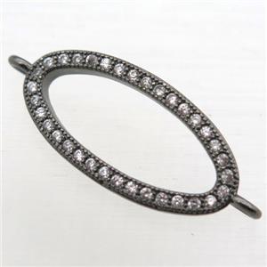 copper oval connector pave zircon, black plated, approx 12-24mm [FN10899]