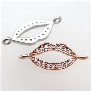 copper lip connector pave zircon, mixed color, approx 10-20mm [FN10903]