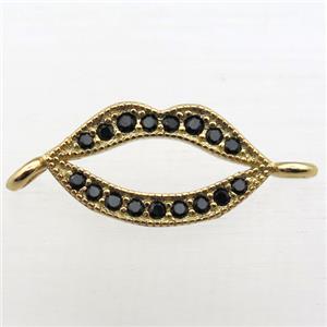 copper lip connector pave zircon, gold plated, approx 10-20mm [FN10905]