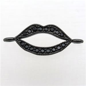 copper lip connector pave zircon, black plated, approx 10-20mm [FN10906]
