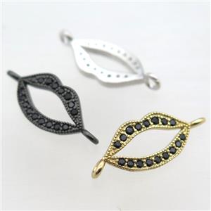 copper lip connector pave zircon, mixed color, approx 10-20mm [FN10907]