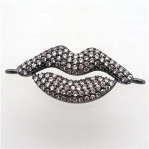 copper lip connector pave zircon, black plated, approx 12-25mm [FN10911]
