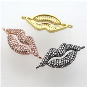 copper lip connector pave zircon, mixed color, approx 12-25mm [FN10912]