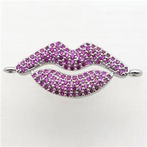 copper lip connector pave zircon, platinum plated, approx 12-25mm [FN10913]