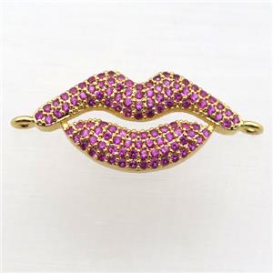 copper lip connector pave zircon, gold plated, approx 12-25mm [FN10914]
