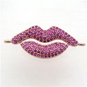copper lip connector pave zircon, rose gold, approx 12-25mm [FN10915]