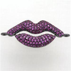 copper lip connector pave zircon, black plated, approx 12-25mm [FN10916]