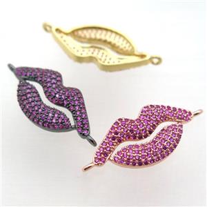 copper lip connector pave zircon, mixed color, approx 12-25mm [FN10917]