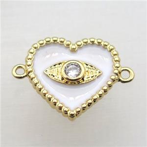 copper heart connector pave zircon with Enameling, gold plated, approx 16mm [FN10919]