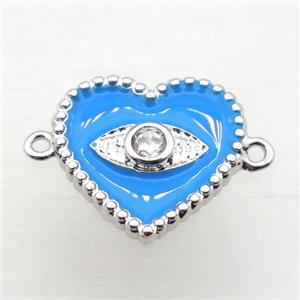 copper heart connector pave zircon with Enameling, platinum plated, approx 16mm [FN10922]