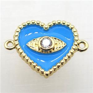 copper heart connector pave zircon with Enameling, gold plated, approx 16mm [FN10923]