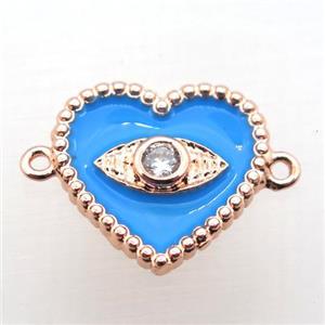 copper heart connector pave zircon with Enameling, rose gold, approx 16mm [FN10924]