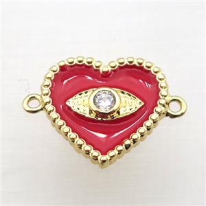 copper heart connector pave zircon with Enameling, gold plated, approx 16mm [FN10927]