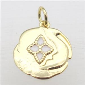 copper circle pendant with enameling, gold plated, approx 15mm dia [FN10969]