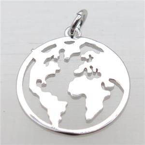 copper earth pendant, platinum plated, approx 18mm dia [FN10978]