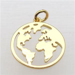 copper earth pendant, gold plated, approx 18mm dia [FN10979]