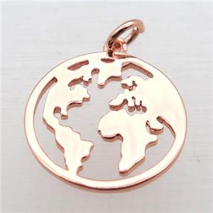 copper earth pendant, rose gold, approx 18mm dia [FN10980]
