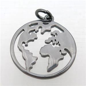copper earth pendant, black plated, approx 18mm dia [FN10981]