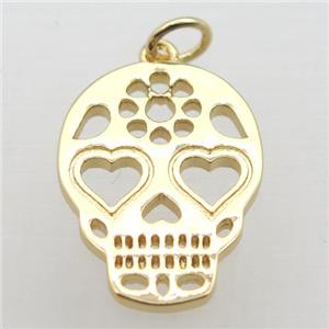 copper skull pendant, gold plated, approx 15-20mm [FN10984]